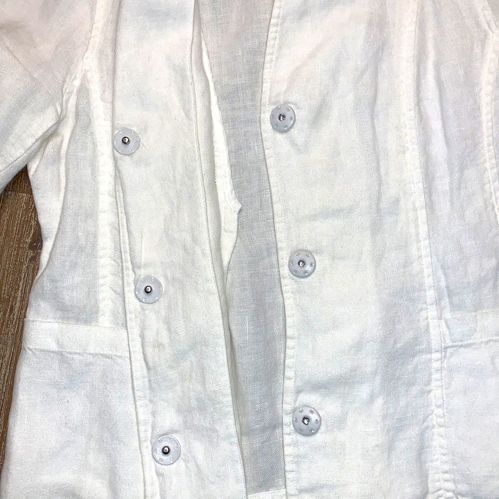 Eileen Fisher White Linen Top Jacket - Picture 4 of 6
